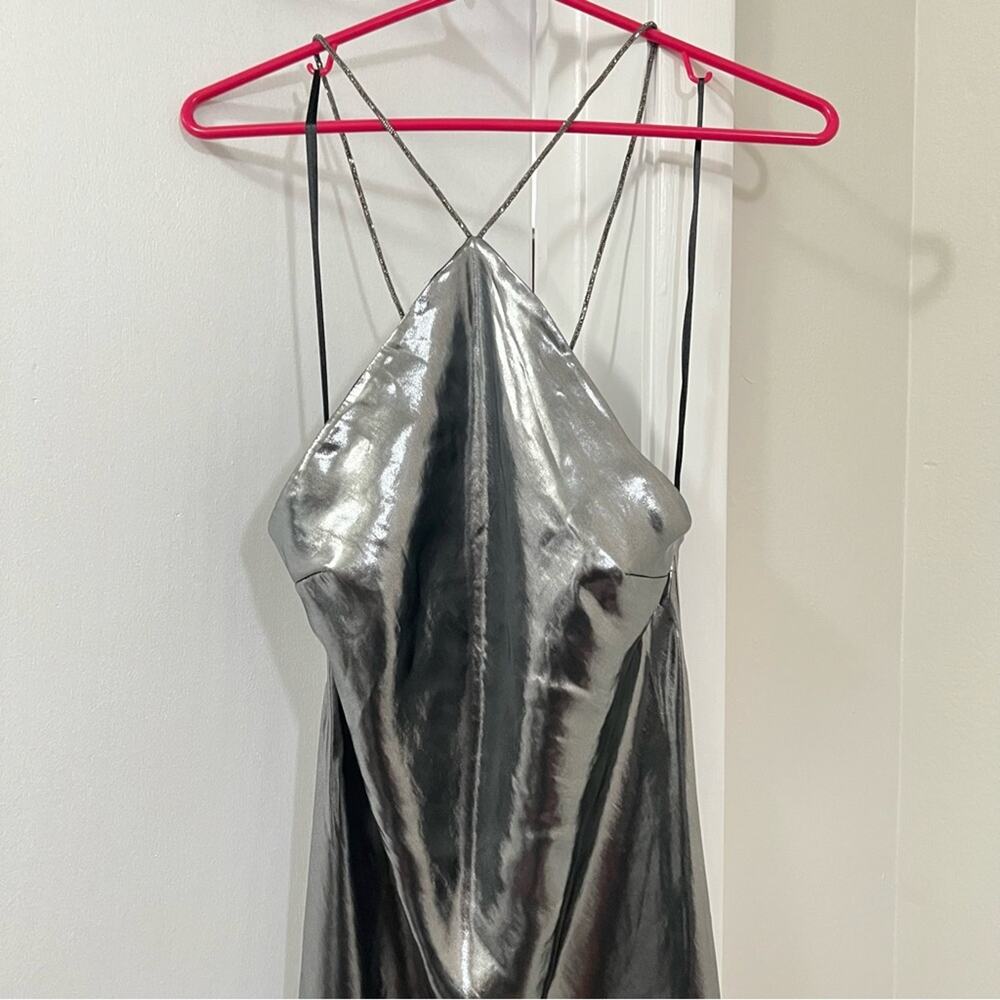 Zara Metallic Gunmetal Halter Maxi Dress. No tags, never worn. - Picture 11 of 12
